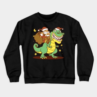 Funny Santa riding T-rex Crewneck Sweatshirt